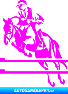 Samolepka Kůň 083 levá skok přes překážku Fluorescentní růžová