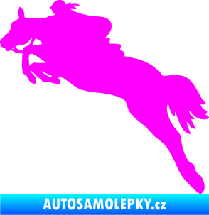 Samolepka Kůň 084 levá s jezdkyní Fluorescentní růžová