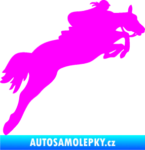 Samolepka Kůň 084 pravá s jezdkyní Fluorescentní růžová
