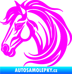 Samolepka Kůň 103 levá hlava Fluorescentní růžová
