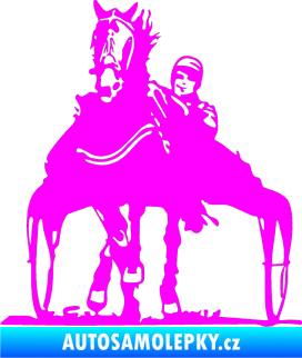 Samolepka Kůň klusák levá Fluorescentní růžová