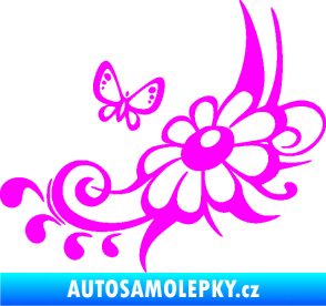 Samolepka Květina dekor 029 levá Fluorescentní růžová