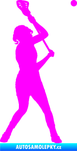 Samolepka Lakros 002 levá hráčka Fluorescentní růžová