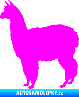 Samolepka Lama 002 levá alpaka Fluorescentní růžová