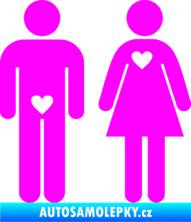 Samolepka Láska muže a ženy levá Fluorescentní růžová