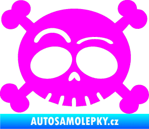 Samolepka Lebka 003 pravá Fluorescentní růžová