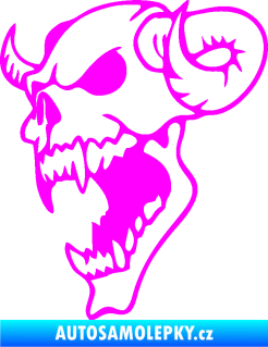 Samolepka Lebka 007 levá ďábel Fluorescentní růžová