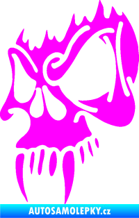 Samolepka Lebka 010 levá s upířími zuby Fluorescentní růžová