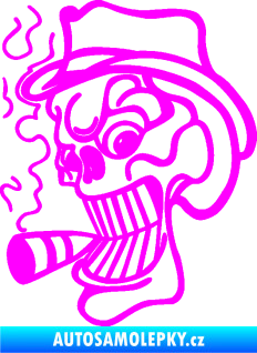 Samolepka Lebka 020 levá crazy s cigaretou Fluorescentní růžová