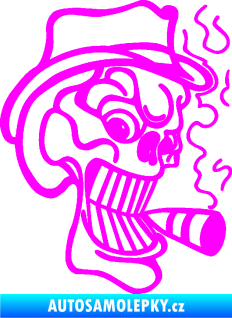 Samolepka Lebka 020 pravá crazy s cigaretou Fluorescentní růžová