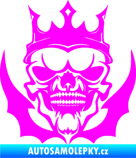 Samolepka Lebka 024 s korunou Fluorescentní růžová