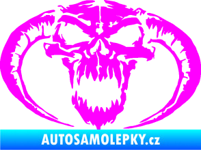 Samolepka Lebka 027 pravá se zahnutými rohy Fluorescentní růžová