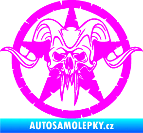 Samolepka Lebka 039 levá army hvězda Fluorescentní růžová