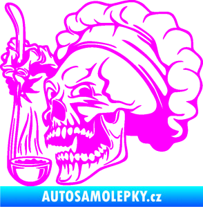 Samolepka Lebka 042 kuchař levá Fluorescentní růžová