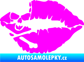 Samolepka Lebka polibek levá Fluorescentní růžová