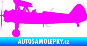 Samolepka Letadlo 020 levá Boeing Stearman model 75 biplane Fluorescentní růžová