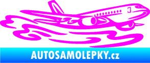 Samolepka Letadlo 026 pravá v oblacích Fluorescentní růžová