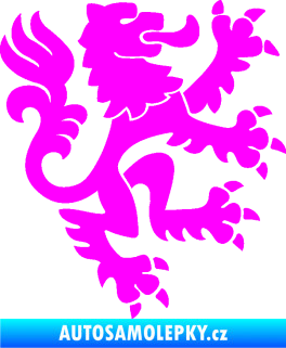 Samolepka Lev heraldika 001 pravá Český lev Fluorescentní růžová