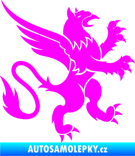 Samolepka Lev heraldika 003 pravá Fluorescentní růžová