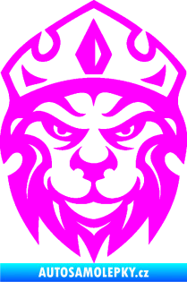 Samolepka Lev hlava s korunou 001 Fluorescentní růžová