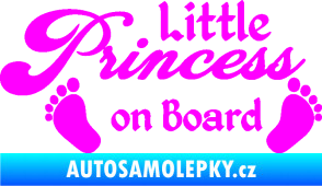 Samolepka Little princess on board 002 nápis s nožičkami Fluorescentní růžová