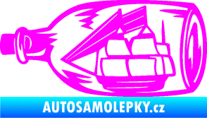 Samolepka Loď v láhvi 001 levá Fluorescentní růžová