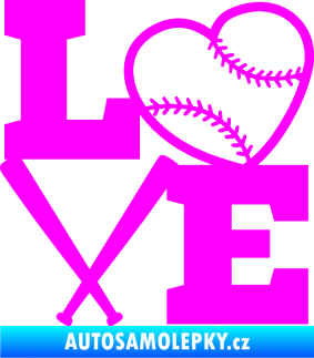 Samolepka Love baseball Fluorescentní růžová