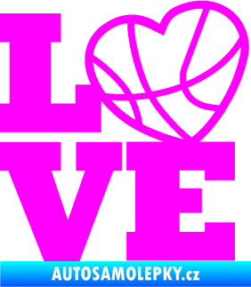 Samolepka Love basketbal Fluorescentní růžová