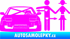 Samolepka Love car like sex levá Fluorescentní růžová