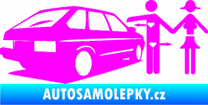 Samolepka Love car love girl levá Fluorescentní růžová