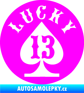 Samolepka Lucky 13 šťastná třináctka Fluorescentní růžová