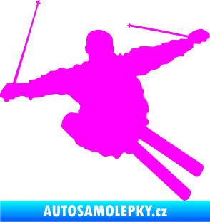 Samolepka Lyžař 001 pravá Fluorescentní růžová