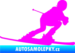 Samolepka Lyžař 002 pravá Fluorescentní růžová