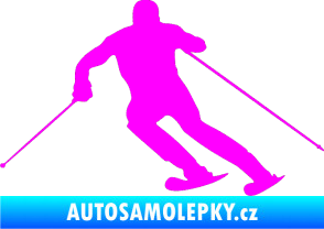 Samolepka Lyžař 003 levá Fluorescentní růžová