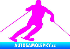 Samolepka Lyžař 003 pravá Fluorescentní růžová