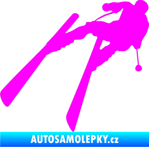 Samolepka Lyžař 007 levá Fluorescentní růžová