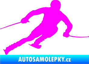 Samolepka Lyžař 012 pravá Fluorescentní růžová