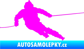 Samolepka Lyžař 015 levá Fluorescentní růžová