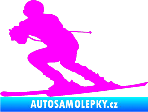 Samolepka Lyžař 017 levá Fluorescentní růžová