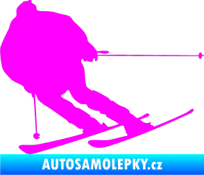Samolepka Lyžař 019 levá Fluorescentní růžová