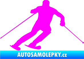 Samolepka Lyžař 021 pravá Fluorescentní růžová