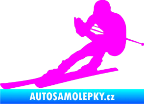 Samolepka Lyžař 022 levá Fluorescentní růžová