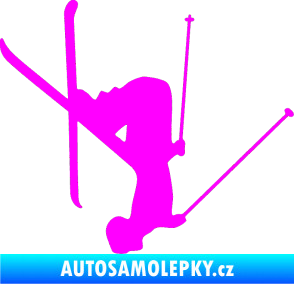 Samolepka Lyžař 023 pravá Fluorescentní růžová
