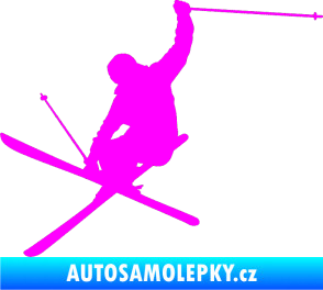 Samolepka Lyžař 024 levá Fluorescentní růžová