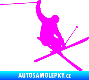 Samolepka Lyžař 024 pravá Fluorescentní růžová