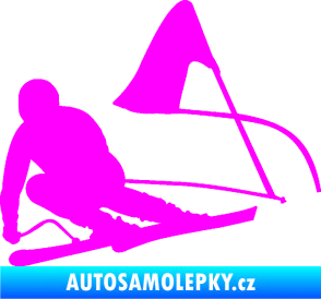 Samolepka Lyžař 025 levá Fluorescentní růžová