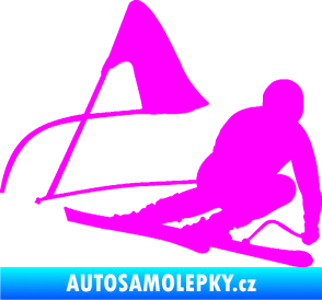Samolepka Lyžař 025 pravá Fluorescentní růžová