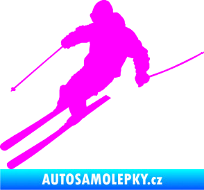Samolepka Lyžař 027 levá Fluorescentní růžová