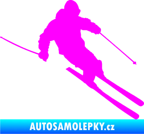 Samolepka Lyžař 027 pravá Fluorescentní růžová
