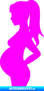 Samolepka Maminka v autě 002 levá silueta těhulka Fluorescentní růžová